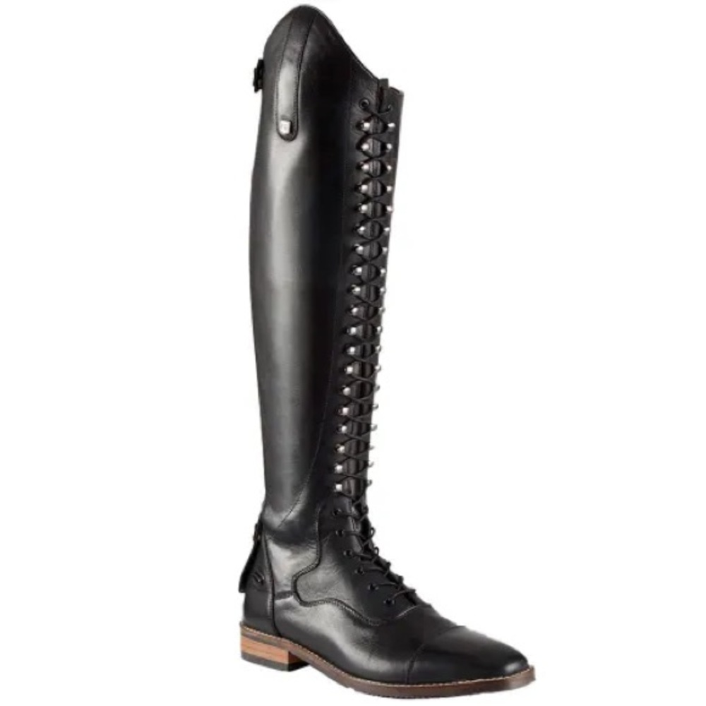 Premier Equine Maurizia Ladies Front Lace Black Leather Riding Boots - 9 wide